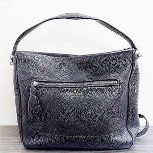 KATE SPADE PEBBLED BLACK LEATHER BAG WITH TASSEL♠️
